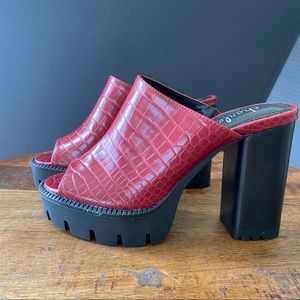 Red Croc mules by Charles David NWOT